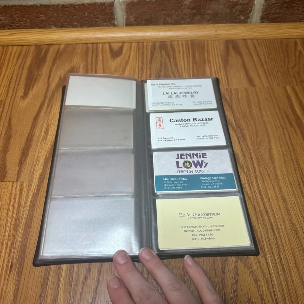 2 VTG Calling Card Holders with Vintage Printed Cards Ephemera Lot Junk Drawer